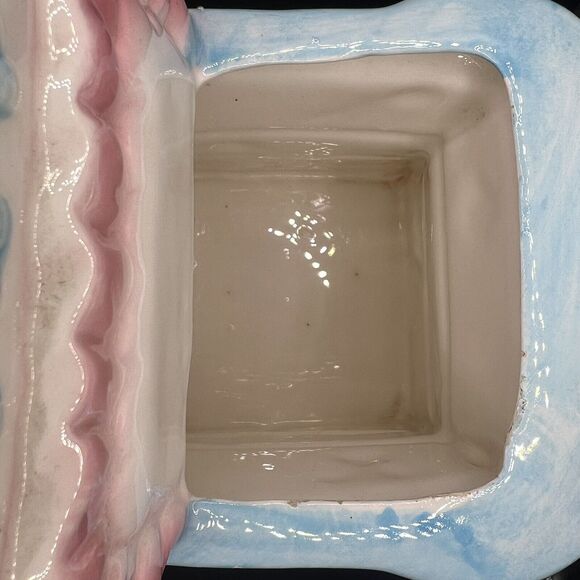 Vintage 1950s Relpo Nursery Planter Baby Blue Pink Teddy Highchair Vase - Picture 8 of 11